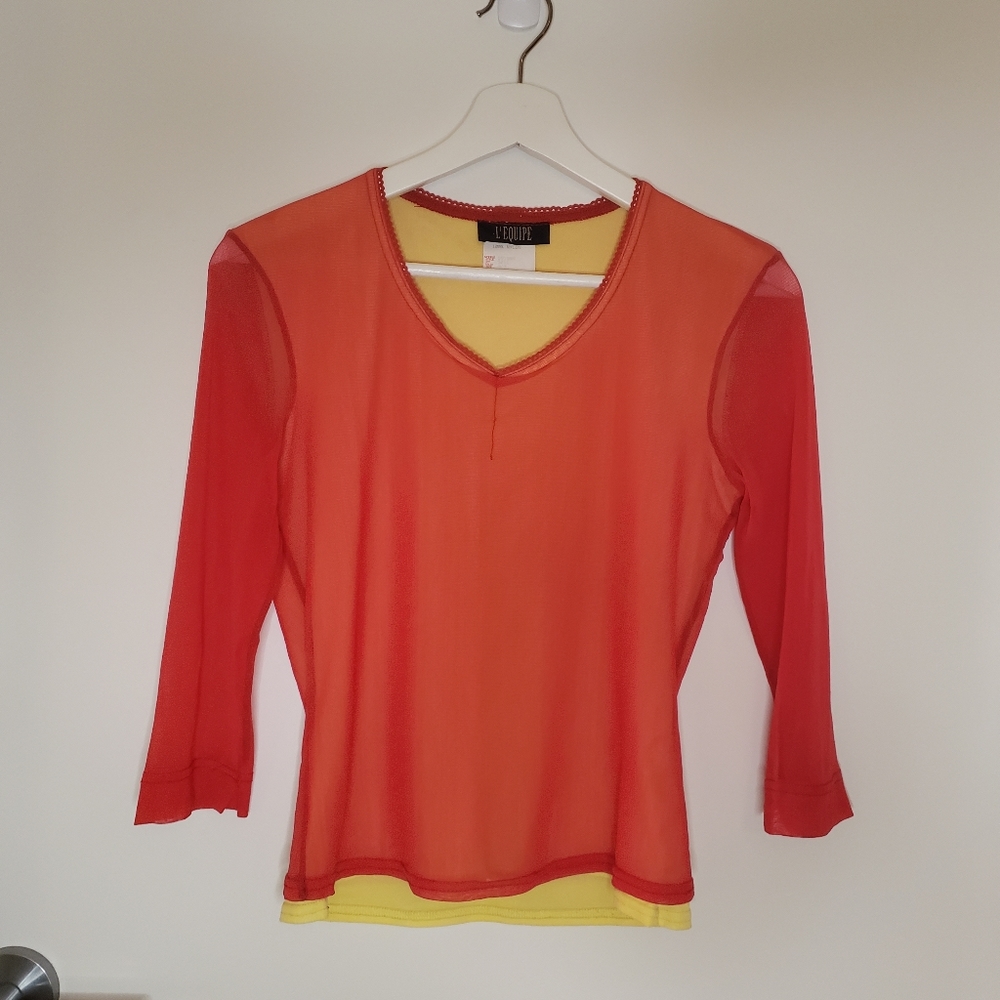Vintage Layered Mesh Top - M